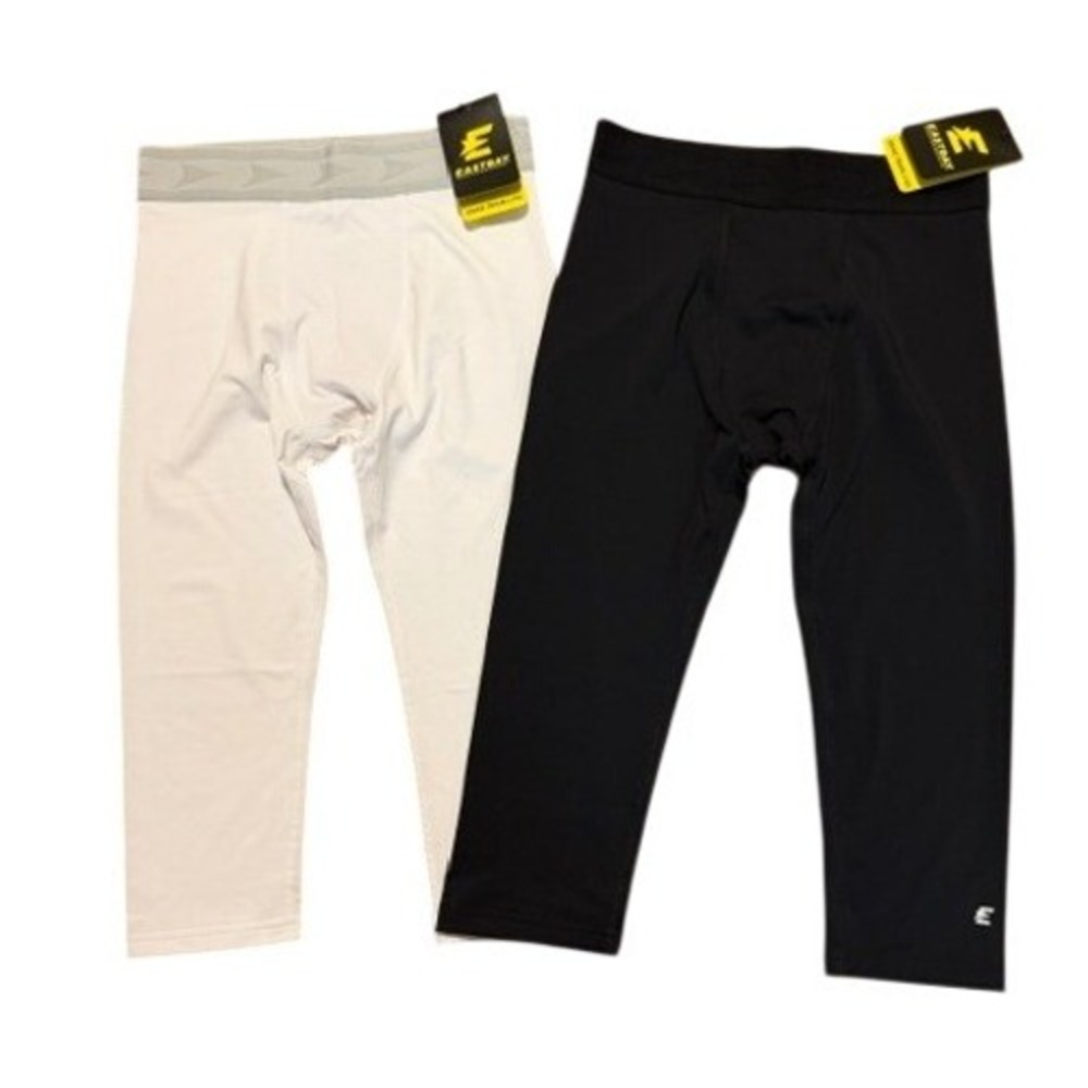 Eastbay Mens 3/4 Training Tight Compression Pants Black White 8123016 Size S 2PK